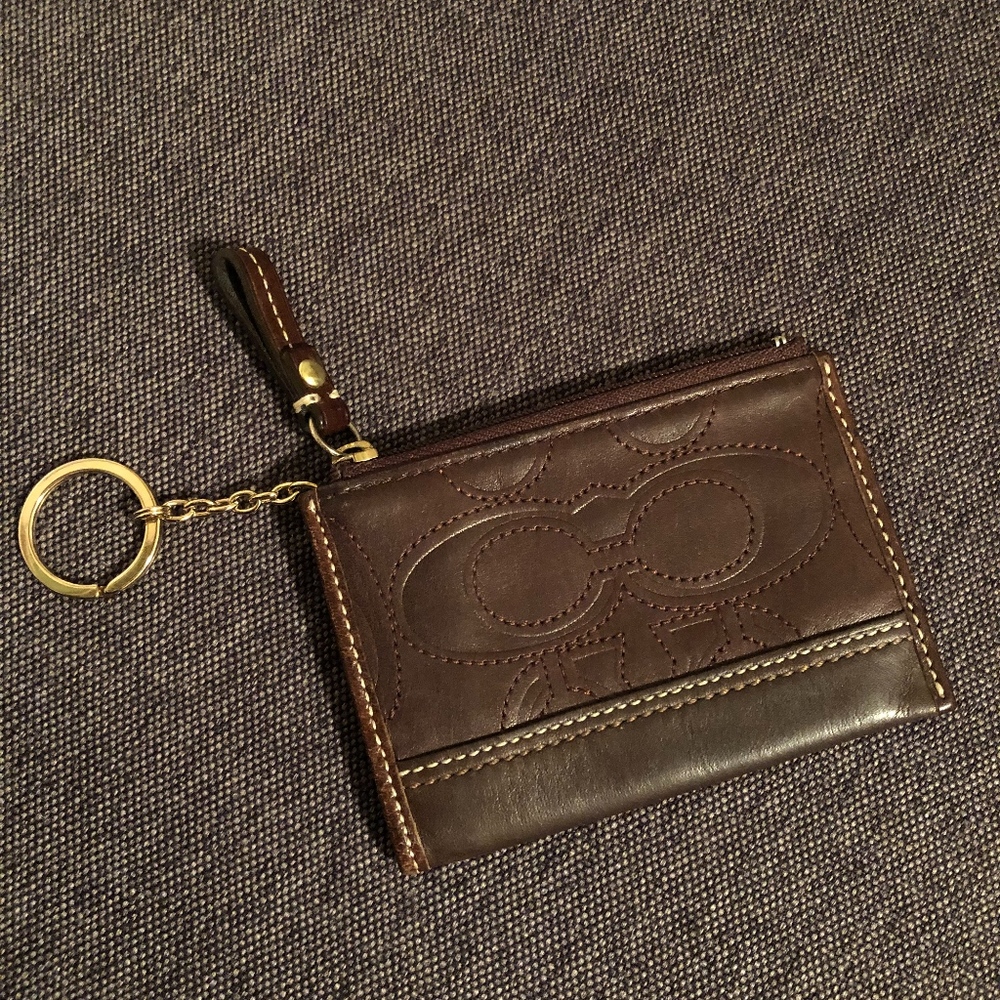 COACH Coin Card Wallet Embossed Leather
